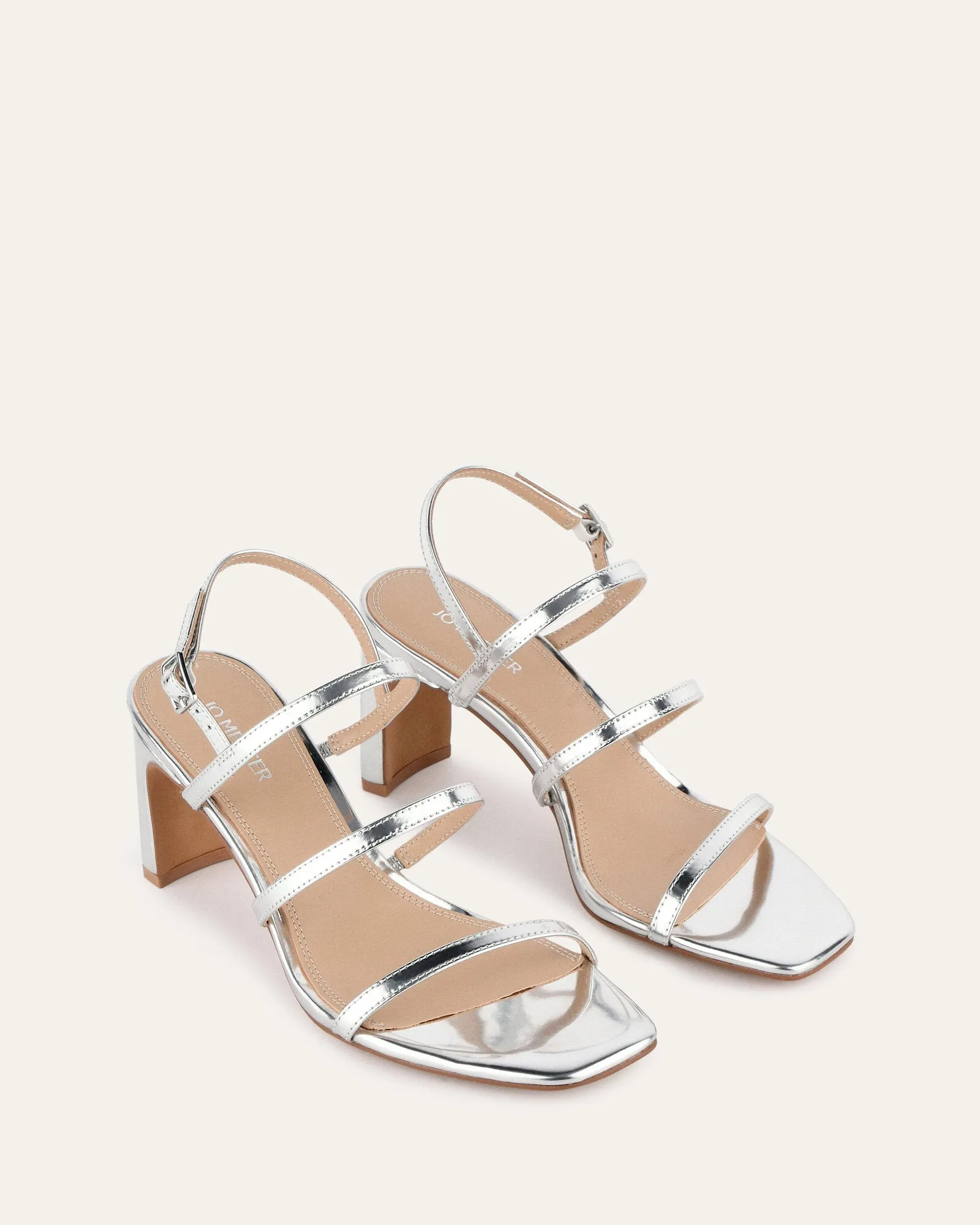 NIX MID HEEL SANDALS SILVER PATENT