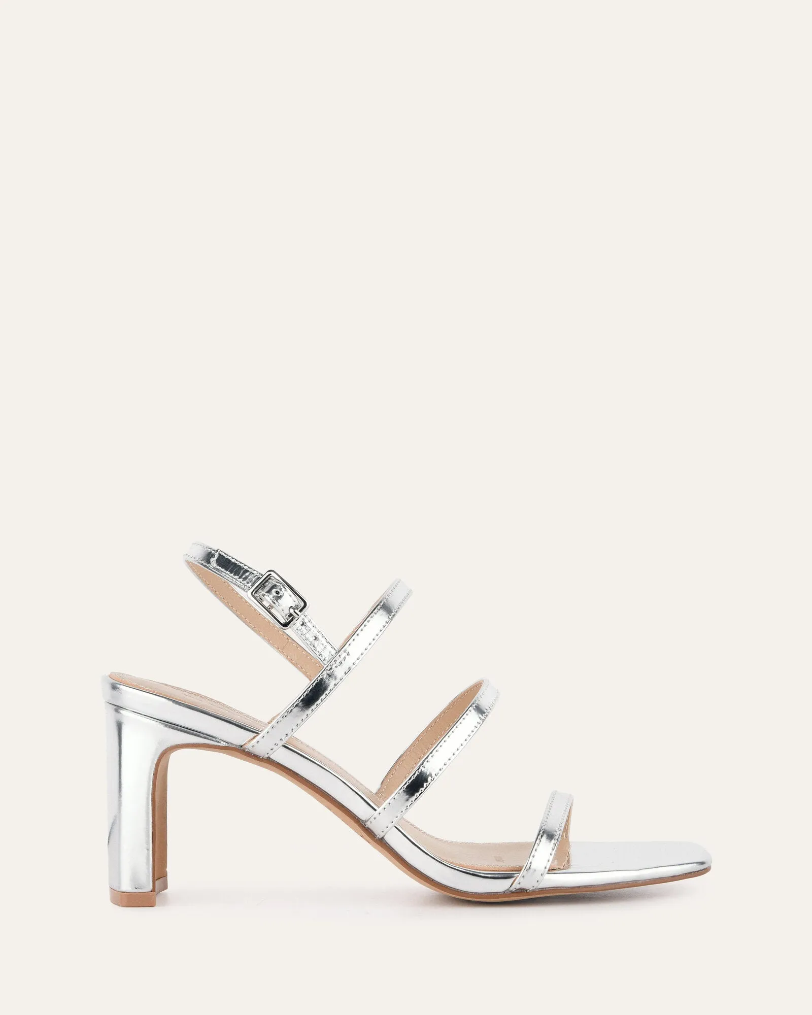 NIX MID HEEL SANDALS SILVER PATENT