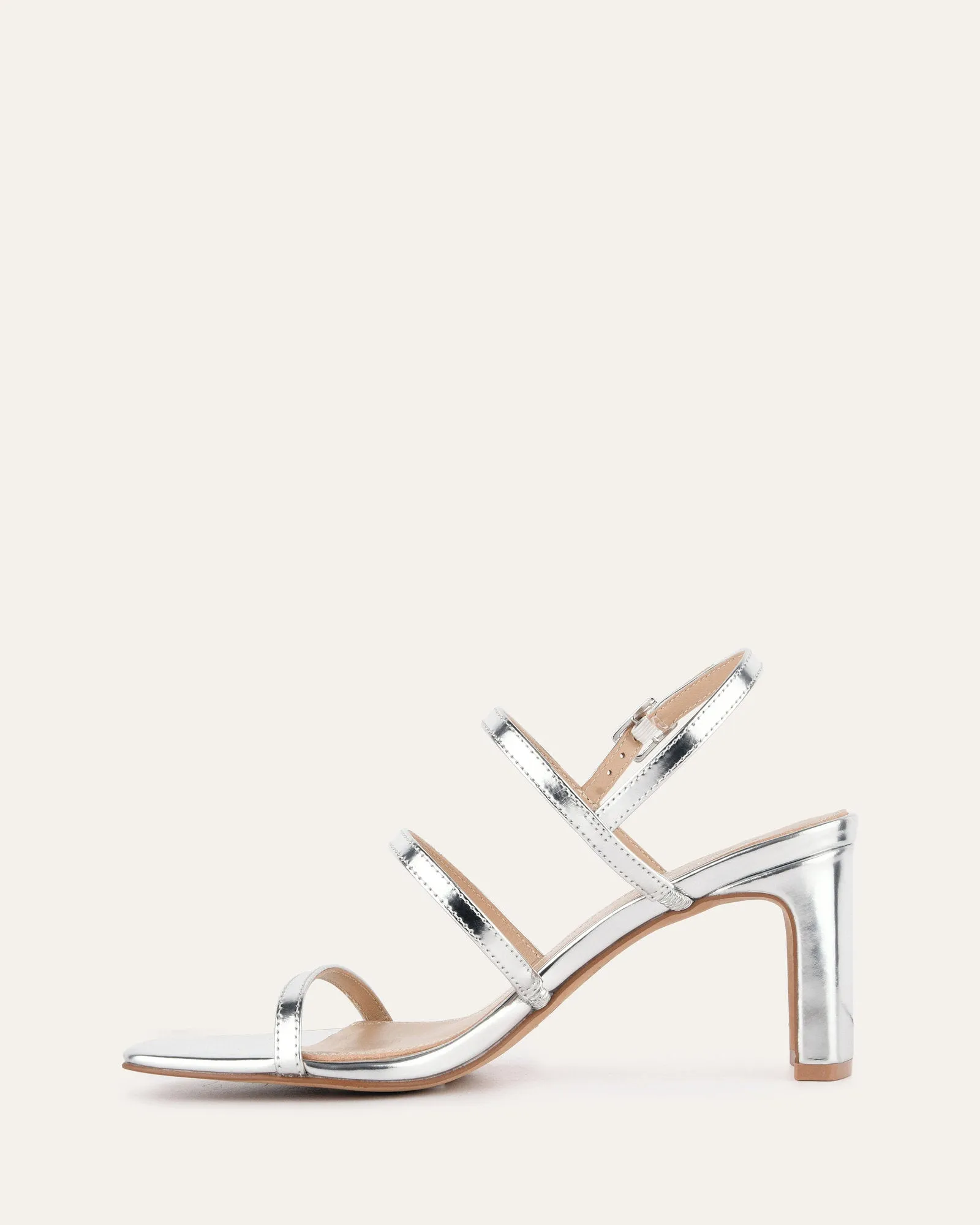 NIX MID HEEL SANDALS SILVER PATENT