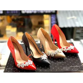 Pointed High Heel Jewel Decorated shoes