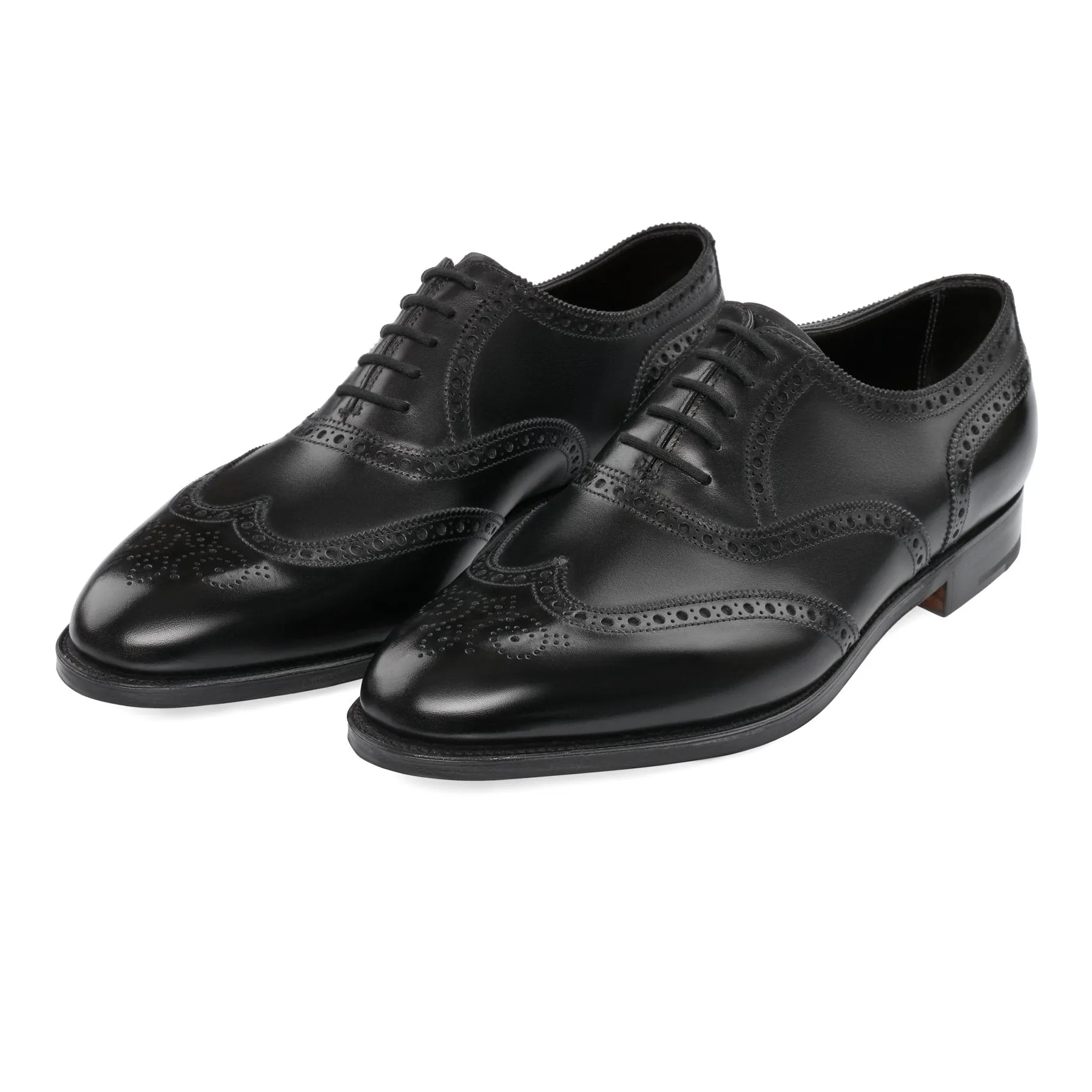 "Stowey" Five-Eyelet Oxford with Perforated Details and Medallion in Black