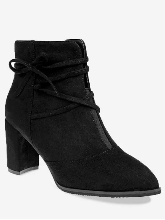 Stunning Pointed Toe Criss Cross Ankle Boots