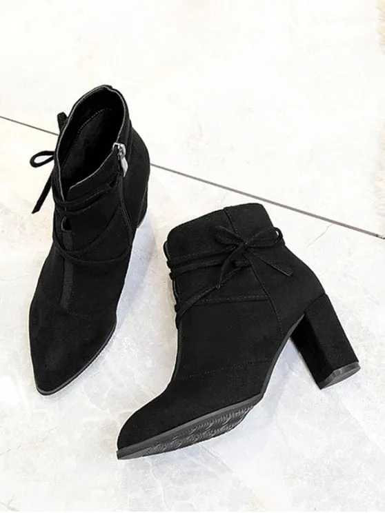 Stunning Pointed Toe Criss Cross Ankle Boots