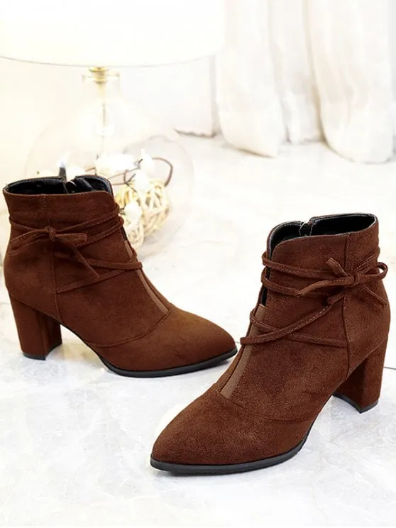 Stunning Pointed Toe Criss Cross Ankle Boots