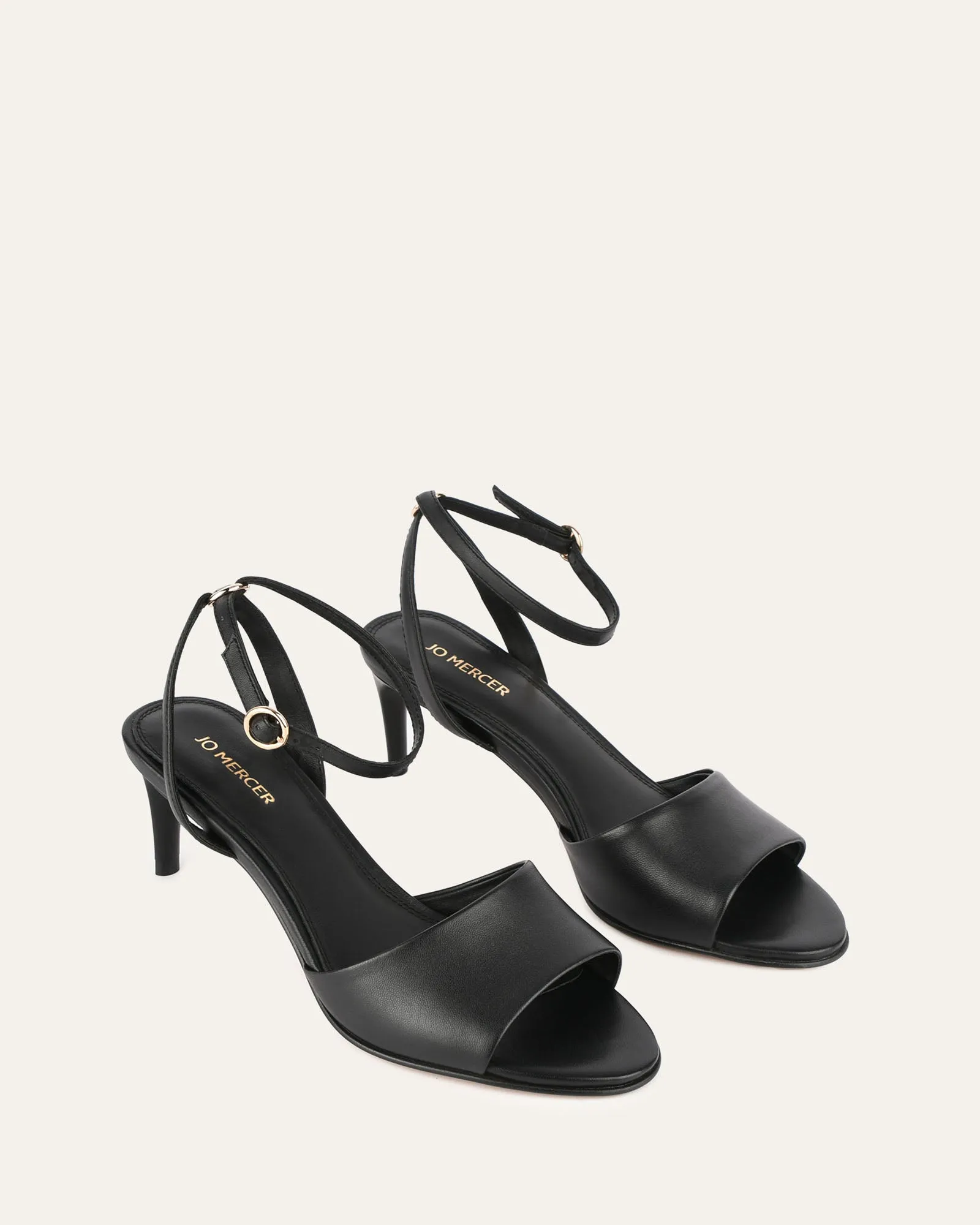 TANYA MID HEEL SANDALS BLACK LEATHER