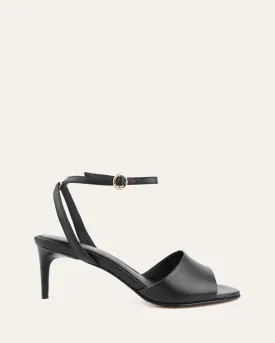 TANYA MID HEEL SANDALS BLACK LEATHER