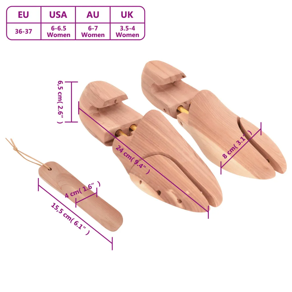 vidaXL Shoe Stretcher with Shoe Horn EU 36-37 Solid Wood Cedar