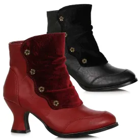 Viola-253 Victorian Faux Leather/Velvet Booties