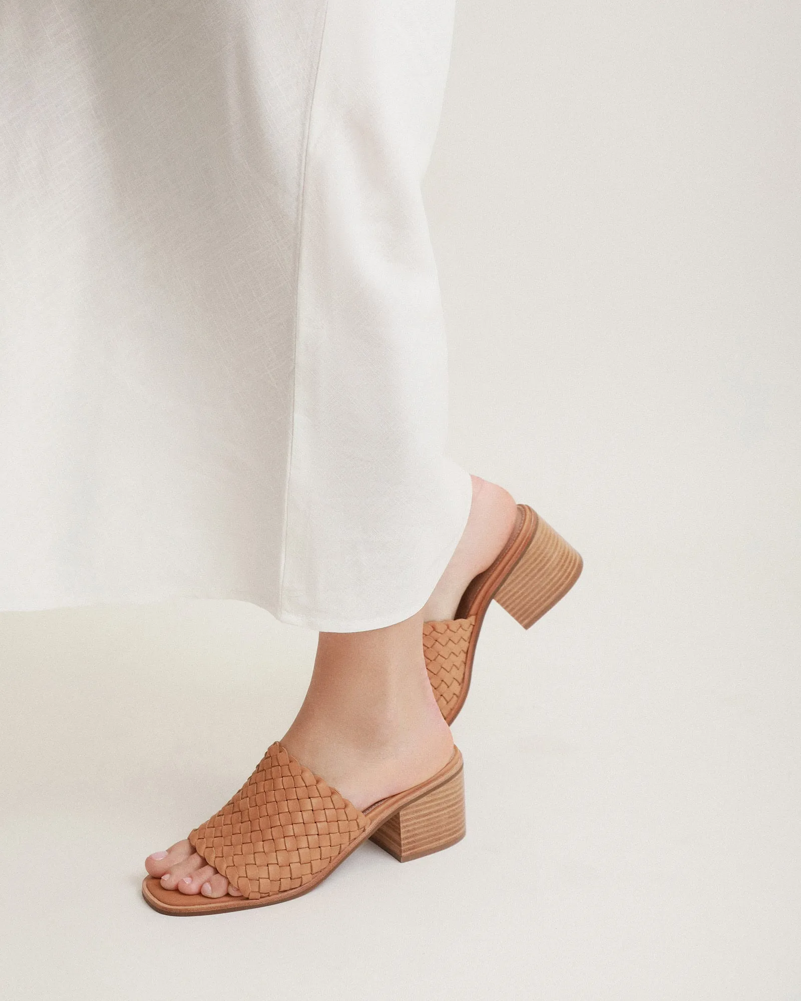 WHALER MID HEEL SANDALS TAN LEATHER