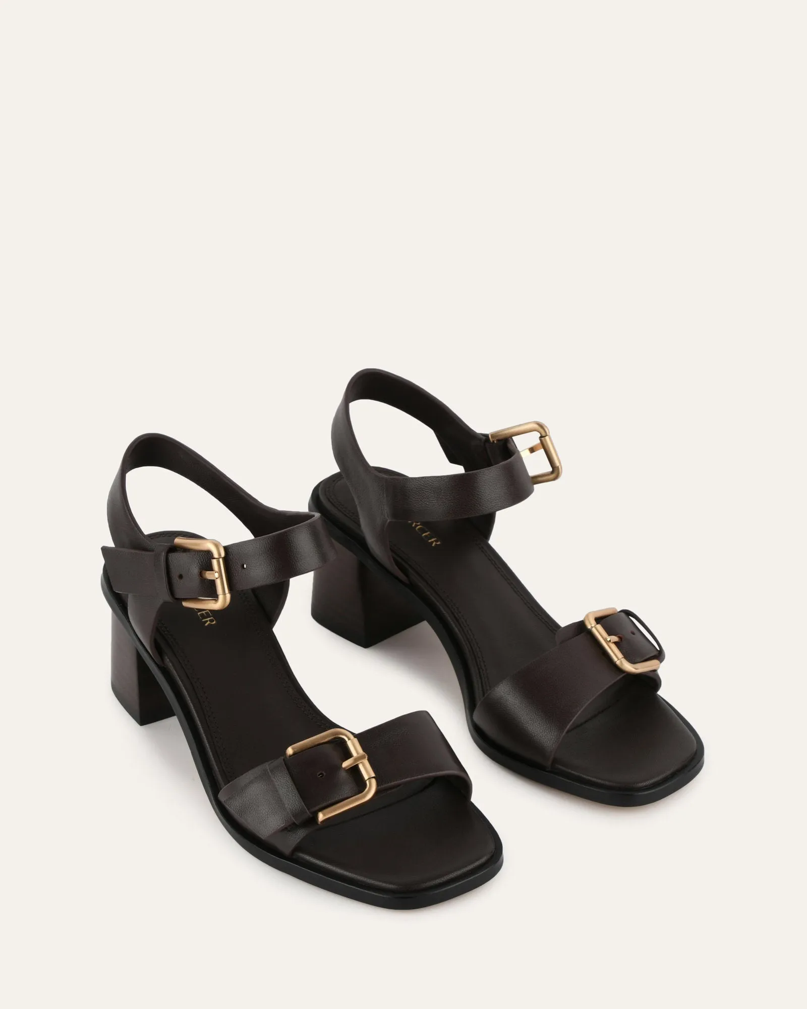 WINONA MID HEEL SANDALS CACAO LEATHER