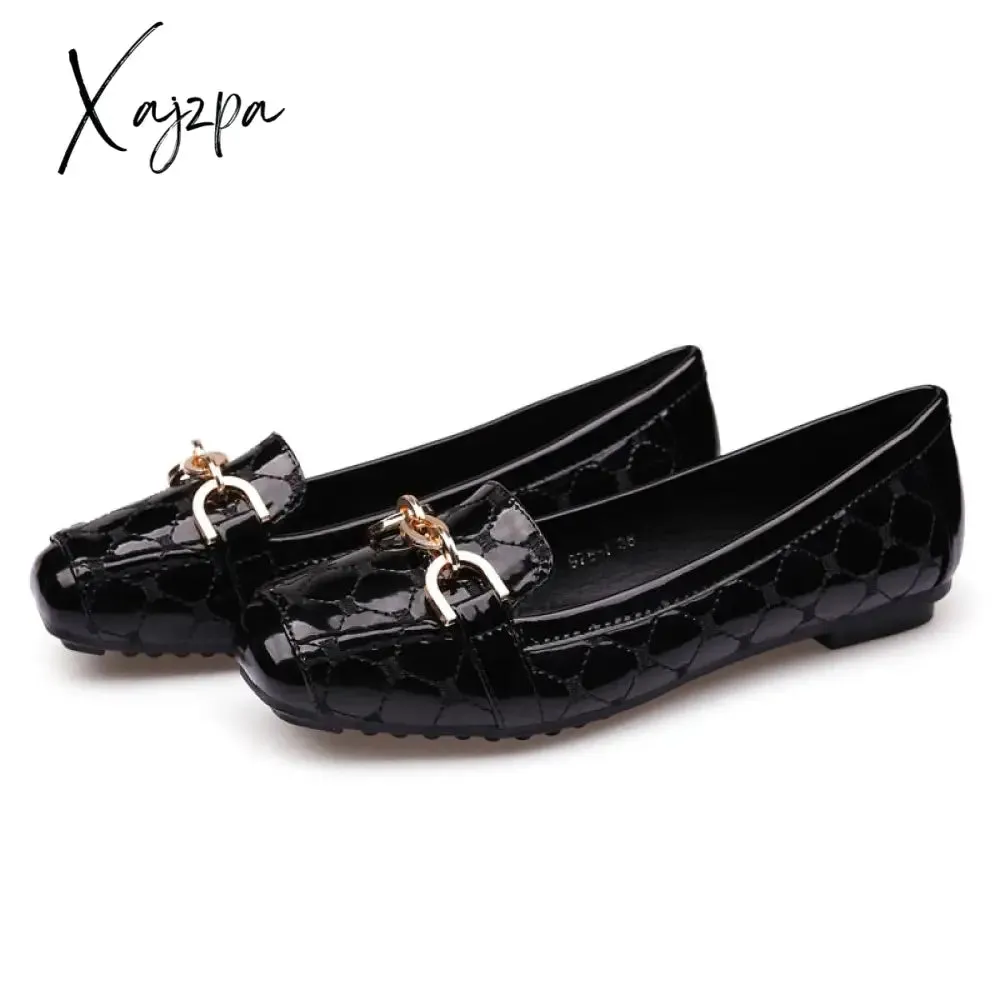 Xajzpa - Flat Shoes Woman Loafers Women Boat Shoes Party Wedding Dress Soft Bottom Square Toe Striking Luxury Brand Design Style