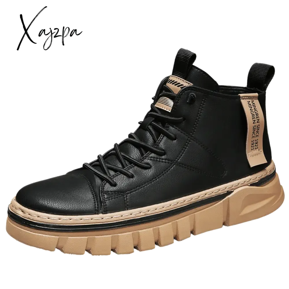 Xajzpa - Non-Leather Shoes Men Comfortable Sneakers Men Waterproof Non-Slip Outdoor Casual Shoes Tooling Motorcycle Boots 39-44