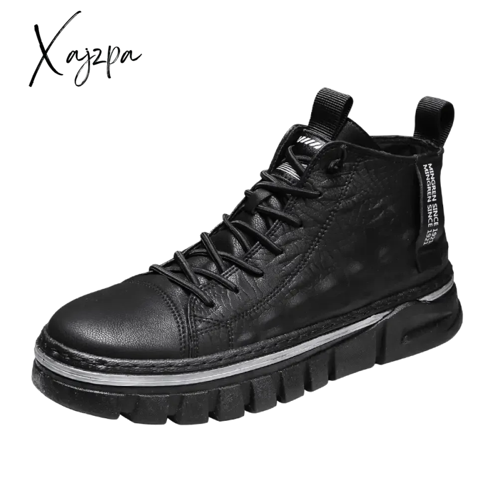 Xajzpa - Non-Leather Shoes Men Comfortable Sneakers Men Waterproof Non-Slip Outdoor Casual Shoes Tooling Motorcycle Boots 39-44