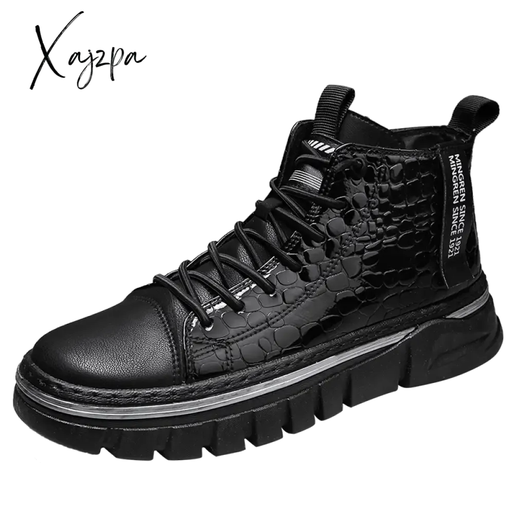 Xajzpa - Non-Leather Shoes Men Comfortable Sneakers Men Waterproof Non-Slip Outdoor Casual Shoes Tooling Motorcycle Boots 39-44