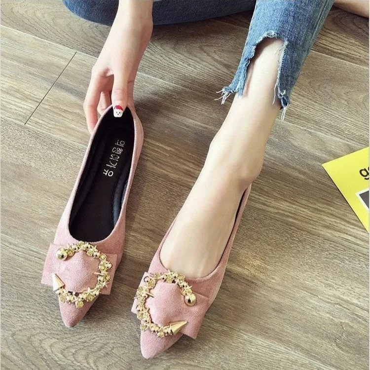 XIANGTUIBAO  Pumps Women's 2021 Spring and Summer New Korean Style Shallow Mouth Pointed Flat Shoes Women's Soft Bottom Slip-on Lofter Women's Shoes